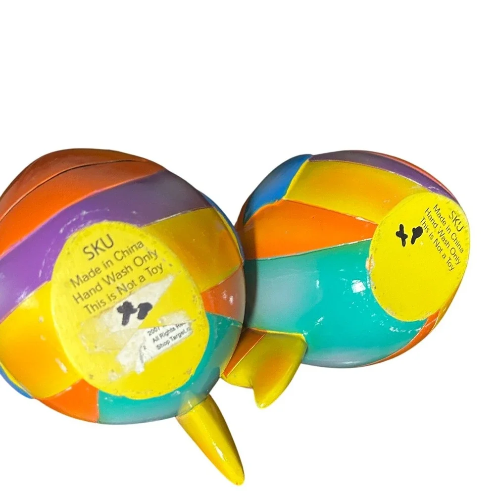 Vintage 2000's Tropical Fish Tea Cup/ Candle Holders Set of 2 Multicolor Resin